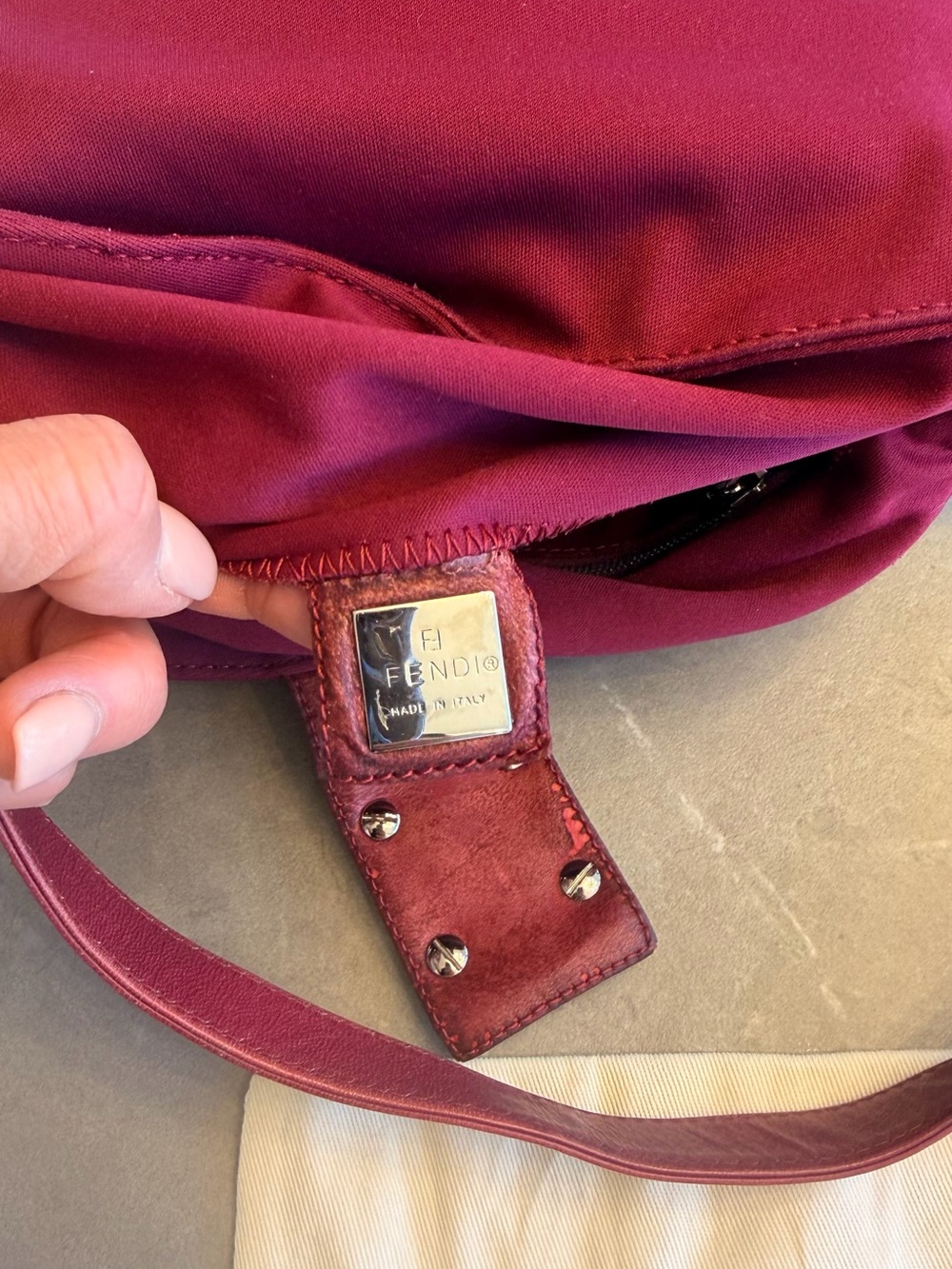 Fendi Wine Red Shoulder Bag with Signature 'F' Hardware - Picture 8 of 9